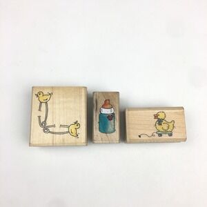 Set 3 Baby Shower‎ Bottle Pins Ducks Inkadinkado Rubber Stamps 9085K 6554L 6754L